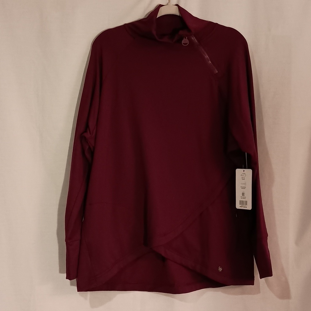 NWT Jones New York Sport Pullover High Neck Sweatshirt with zipper detail.